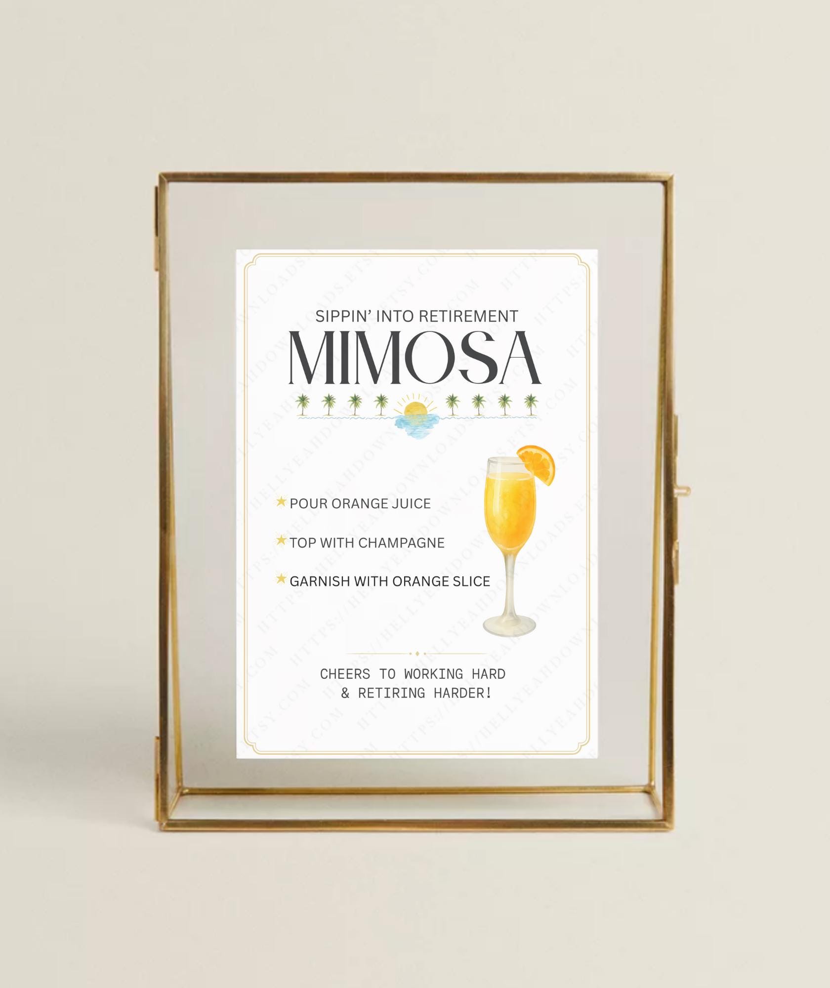 Retirement Menu. Example Sippin’ Into Retirement Mimosa, Signature Drink Menu, Editable Cocktail ...