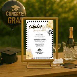 Scholar Sips Brains and Bubbles DIY SODA BAR, Soda Pop Menu Download for Graduation, Nerdy Italian Soda Drink List, Scholar Grad Party Sign