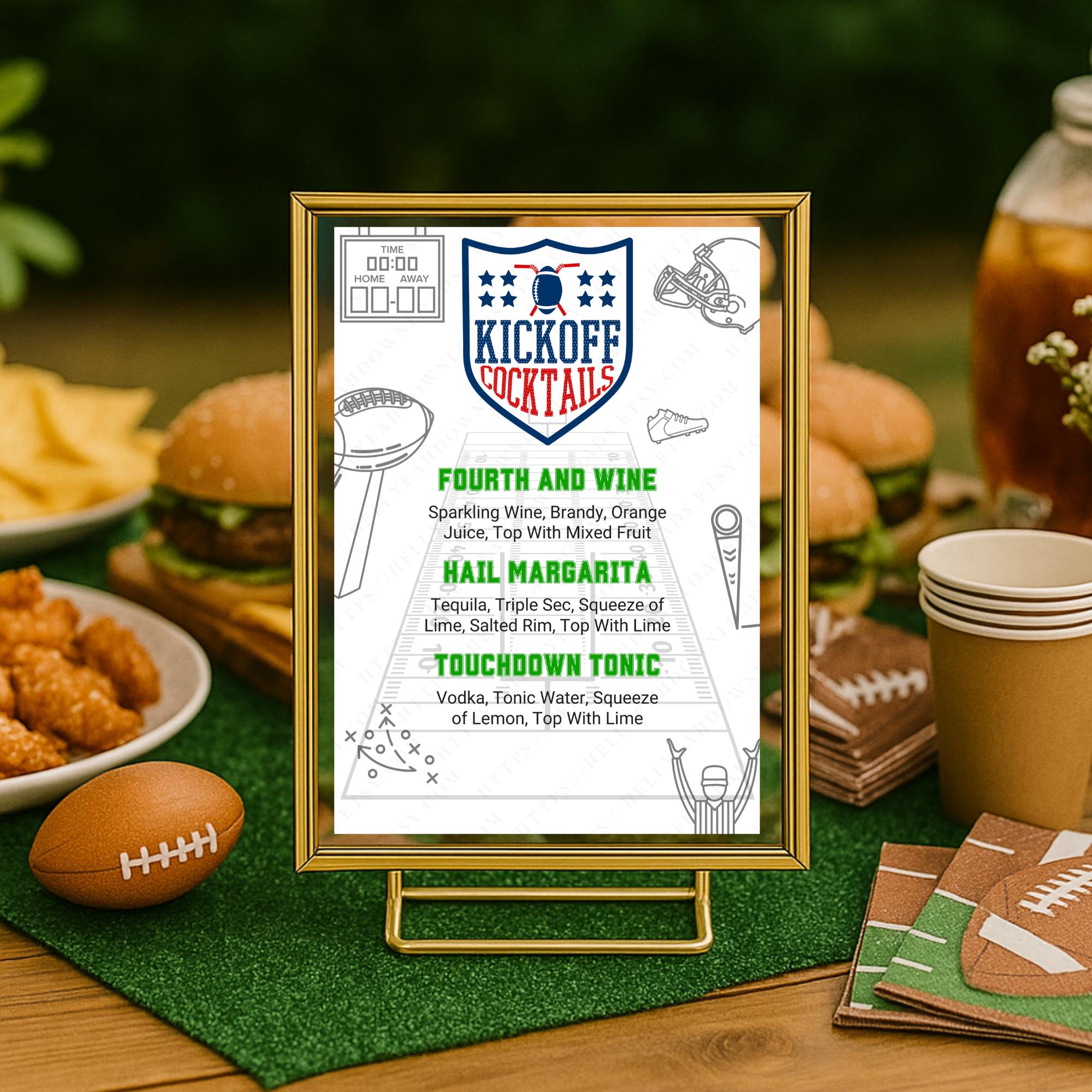 Super Bowl Menu