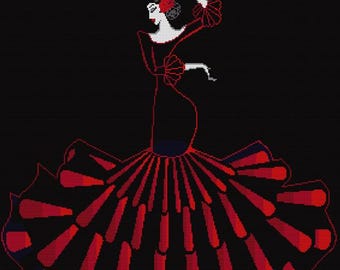 Kreuzstichmuster Flamenco Tänzerin - Digital Download - Tänzerin Design