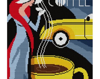 Art Deco Kaffee Kreuzstichmuster