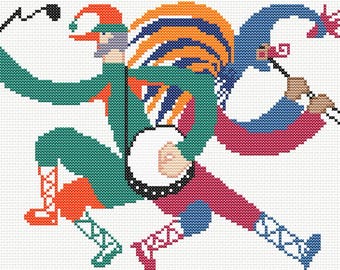 Jolly Jesters Kreuzstich Muster - Digital Download - Lustiges und Buntes Narr Design