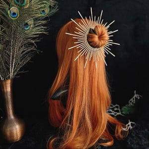 Saints Mary Golden Crown beautiful gold halo bun, Halo Hair Bun Band, Gold Zip Tie Crown Christmas Bun halo, Golden bun halo