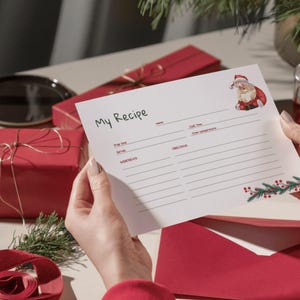 Christmas Recipe Card, Customizable Digital Christmas Recipe Card, Holiday Recipe Card, Printable Recipe Card, Edit with Canva