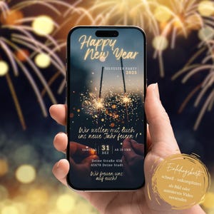 Digitale uitnodigingskaart voor het Oudejaarsfeest 2025 | Uitnodiging voor de oudejaarsviering oudejaarsavond | Gelukkig nieuwjaar | Uitnodiging voor Nieuwjaar