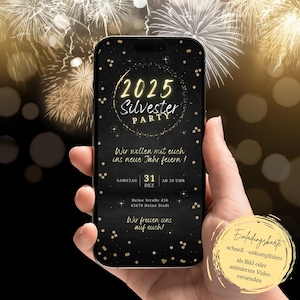 Digitale uitnodigingskaart voor het Oudejaarsfeest 2025 | Uitnodiging voor de oudejaarsviering oudejaarsavond | Gelukkig nieuwjaar | Uitnodiging voor Nieuwjaar