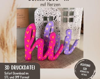 3D Print File “Hi” Lettering with Hearts | Decor for Mother’s Day or Valentine’s Day | Gift Idea | STL & 3MF | Commercial License