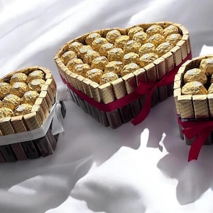 Scatola a forma di cuore con Ferrero Rocher – Regalo di cioccolato fatto a mano con nastro – Dolce regalo per San Valentino, festa della mamma o compleanno