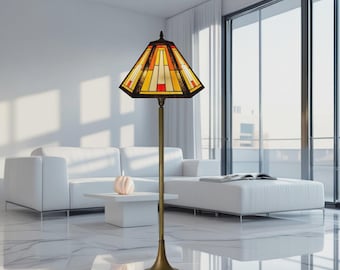 16 inch staande vloerlamp in Tiffany-stijl, traditioneel veelkleurig glas in lood