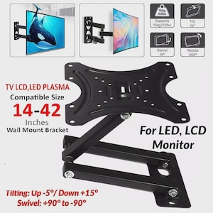 Tilt Swivel TV Wall Mount Bracket: 10-42 inch LED LCD Plasma 3D