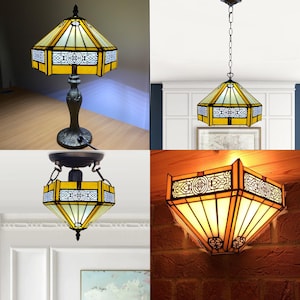 Hexagon Style 10 inch Table/Ceiling/Pendant 12" Wall Sconce Lamps Stained Glass