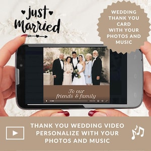 Hochzeit Danke Video Karte Angepasste Digital Animierte Hochzeit Foto Collage, Nachhaltige Zero Waste Danke Karten