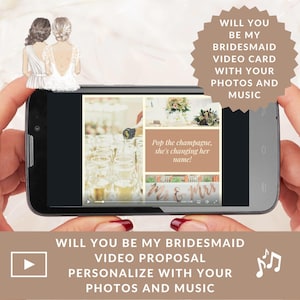 ¿Quieres ser mi dama de honor? Vídeo de propuesta, Presentación de diapositivas personalizada con los deberes de la dama de honor, Invitación digital para el equipo de la novia, Larga distancia virtual
