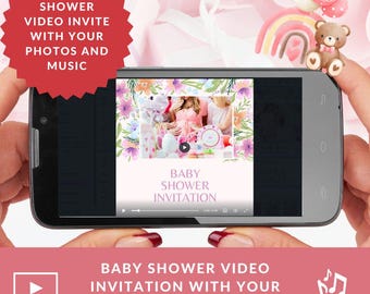 Custom Baby Shower Video Invitation | Animated Baby Shower Invite | Personalized Photo Video | Digital Invite With Music | 24 h delivery