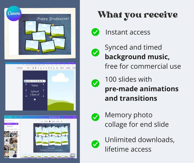 Graduation Slideshow Template | Canva Video Template | Photo Slideshow ...