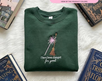 Embroidered Icon Wicked Sweatshirt, Aesthetic Wicked Movie Shirt,Wizard of Oz Inspired Embroidery, “Changed For Good” & “Defy Gravity” Shirt