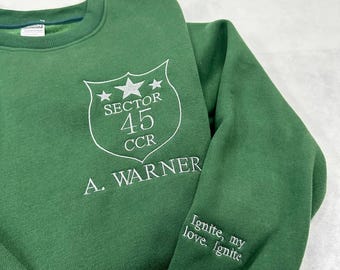 Shatter Me Embroidered Sweatshirt, Sector 45 Uniform Crewneck, Book Lover Shirt, Custom Kishimoto Embroidery, Hell Is Empty Bookish Gift