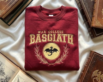 Fourth Wing Embroidered Sweatshirt, Basgiath War College Shirt, Dragon Rider Crewneck, Violet Sorrengail Fantasy Reader Gift