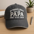 Embroidered Papa Wash Dad Cap, Personalized Grandkids Name Hat, Custom Grandfather Gift, My Favorite People Call Me Papa product logo