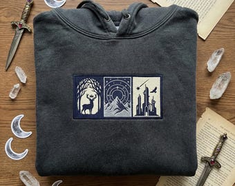 Terrasen Velaris Crescent City Embroidered Sweatshirt, SJM Inspired Bookish Sweater, Fantasy Reader Gift, Fantasy Reader