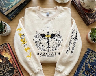 Fourth Wing Embroidered Sweatshirt, Basgiath War College Shirt, Dragon Rider Gift, Violet Sorrengail Crewneck, Fantasy Reader Merch