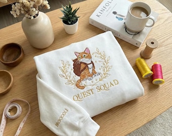 Quest Squad Broccoli Embroidered Sweatshirt, Onyx Storm Dragon Rider Crewneck, Basgiath War College Shirt, Romantasy Bookish Gift