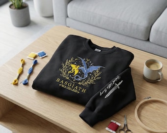 Fourth Wing Embroidered Sweatshirt, Basgiath War College Crewneck, Dragon Rider Shirt, Violet Sorrengail & Xaden Riorson Gift
