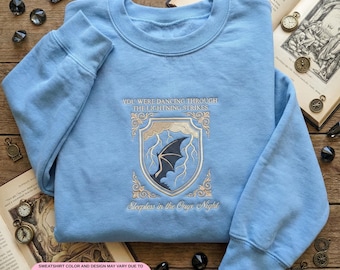 Embroidered Lightning Wielder Shirt, Onyx Storm Dragon Hoodie, Fourth Wing Fan Gift, Bookish Aesthetics Crewneck, Fantasy Lover Top