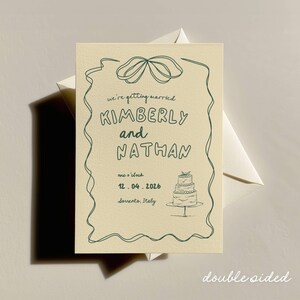 Convite de casamento feito à mão, convite de casamento divertido, cartão RSVP de casamento, convite de casamento digital, convite de casamento para impressão, verde sálvia v7