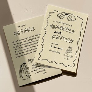 Convite de casamento feito à mão, convite de casamento divertido, cartão RSVP de casamento, convite de casamento digital, convite de casamento para impressão, preto e branco v7
