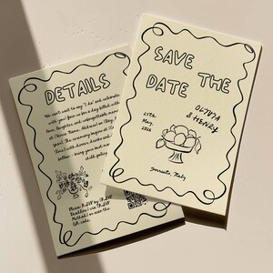 Convite de casamento feito à mão, convite de casamento divertido, cartão RSVP de casamento, convite de casamento digital, convite de casamento para impressão, preto e branco v1