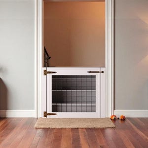 Metal Child & Dog Safety Gate – Wooden Baby Gate with Black Metal Wires, Indoor Pet Barrier, Modern Stair Gate