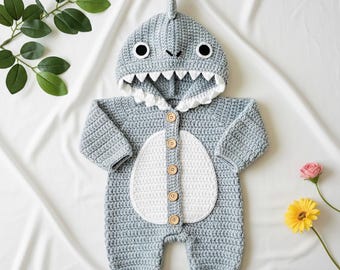 Baby Häkel Outfit Set, Hai Kostüm Kapuzen Overall, Ocean Thema Photo Prop, Baby Kleidung Häkel Pullover Babykleidung outfit Baby outfit