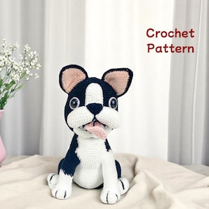 Patrón de crochet para amigurumi de bulldog francés: Cachorro de peluche (PDF)