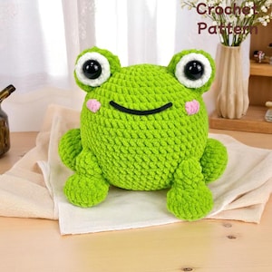 Big Eyed Frog Crochet Pattern PDF, Round Chubby Amigurumi Frog Plush, Easy Beginner Crochet Toy Pattern, Stuffed Animal DIY Gift Idea