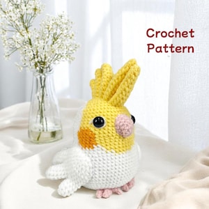 Cockatiel Crochet Pattern PDF, Amigurumi Bird Plush Toy With Crest And Cheek Patches, Cute Handmade Parrot , Easy DIY Gift