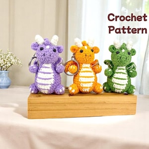 Dragon Keychain Crochet Pattern, Amigurumi Dragon Keychain Toy, Cute Mini Dragon Plush, Stuffed Fantasy Animal, PDF Crochet Pattern