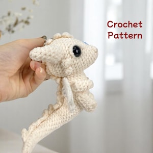 Ice Dragon Crochet Pattern, Mini Dragon crochet, Light Fantasy Amigurumi Plush PDF, Dragon Keychain pdf, Fantasy Creature Plushie Tutorial