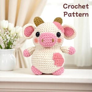 Pink Cow Amigurumi Crochet Pattern: DIY Plush Toy (PDF)