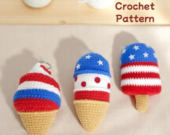 Modèle de porte-clés cornet de crème glacée au crochet : accessoires d'été Amigurumi (Modèle PDF)