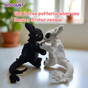Toothless And Light Fury Crochet Pattern PDF, Cute Dragon Amigurumi Couple Set, Plush Fantasy Dragon, Easy Crochet Pattern