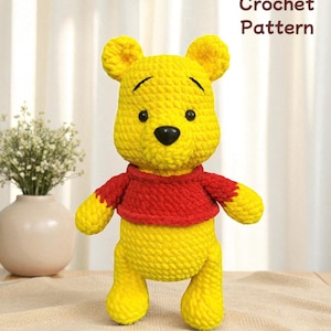 PDF PATTERN  Pooh Bear ENGLISH Digital Download ,Pooh Animal Crochet Pattern, Adorable plus toy amigurumi pattern,