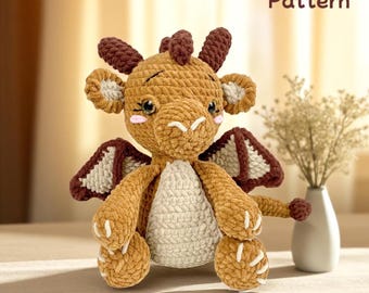 Amigurumi Dragon Crochet Pattern, Plush Toy (PDF)
