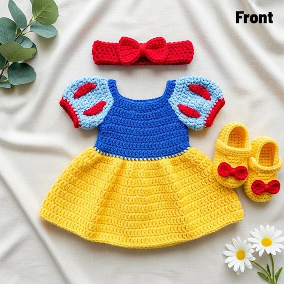 Crochet Snow White Newborn Costume, Baby Girl Princess Dress and Headband,  Handmade Infant Outfit, Birthday Gift, Baby Shower Present - Etsy