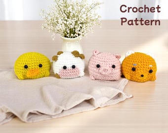 Amigurumi Farm Animal Crochet Pattern: Duck, Cow, Pig, Fox (PDF)