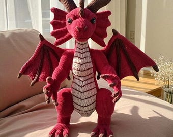 Dragon Crochet Pattern PDF, Amigurumi Red Dragon Plush Toy, Advanced Fantasy Creature Plush DIY Tutorial , Dragon Pattern In English