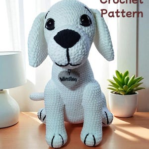 Patron de chien au crochet PDF, chiot blanc au crochet, modèle de chien amigurumi, peluche chien au crochet, patron en anglais