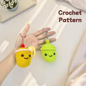 Matcha And Orange Drink Crochet Pattern PDF, Amigurumi Cute Drink Keychain Set, Fun Beverage Plush Toys, Easy Handmade Crochet Gift