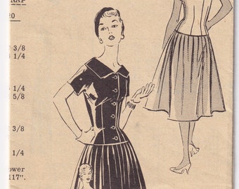 Vintage 1955 Mail Order Better Farming 2416 FF Sewing Pattern Misses' One-Piece Dress, Overblouse and Skirt Size 16 Bust 34