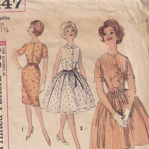Vintage 1962 Simplicity 4447 Symönster Junior Petites Helklänning Med Två Kjolar Storlek 5JP Byst 31-1/2